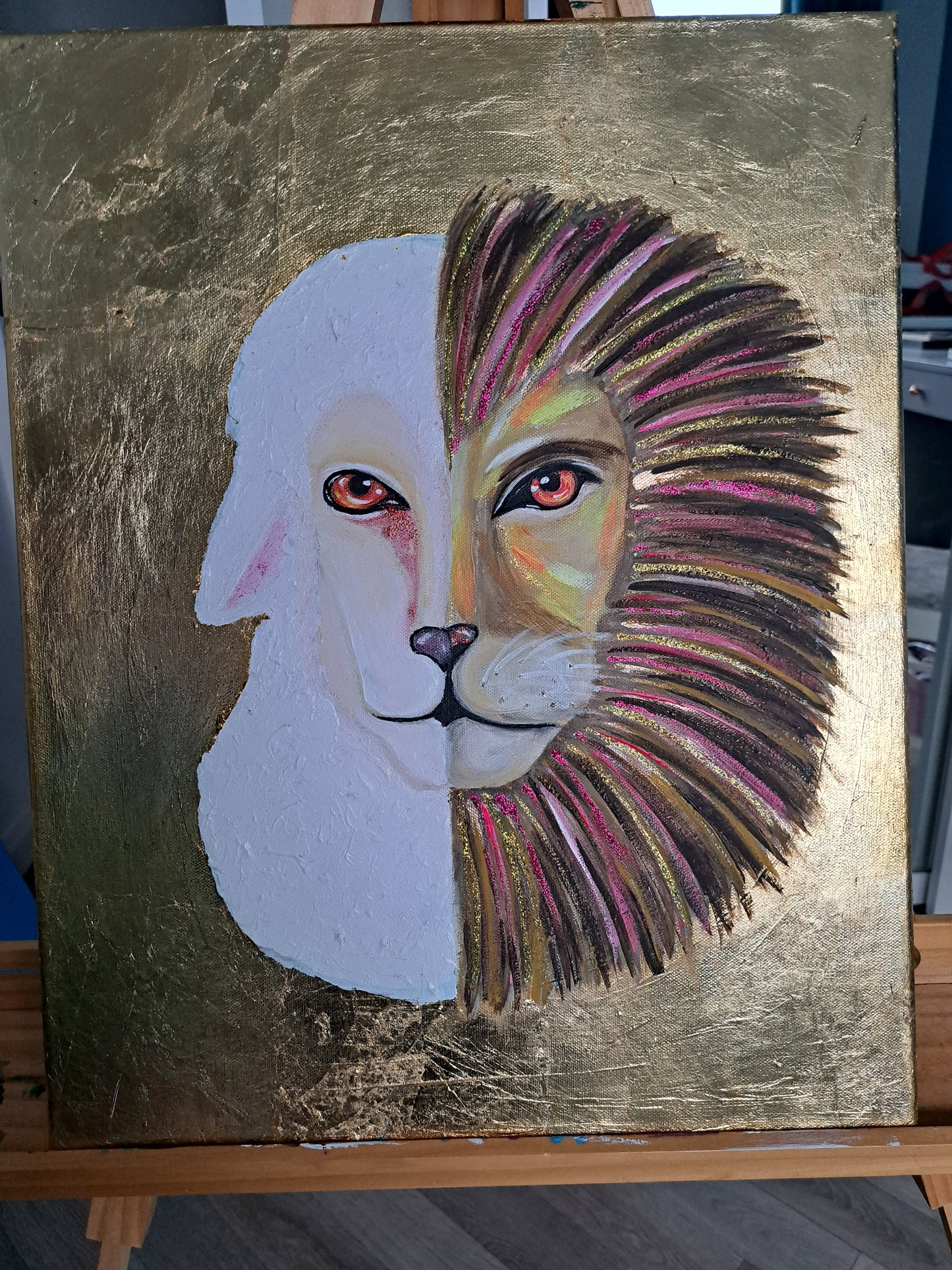 The Lion & The Lamb Original Art piece